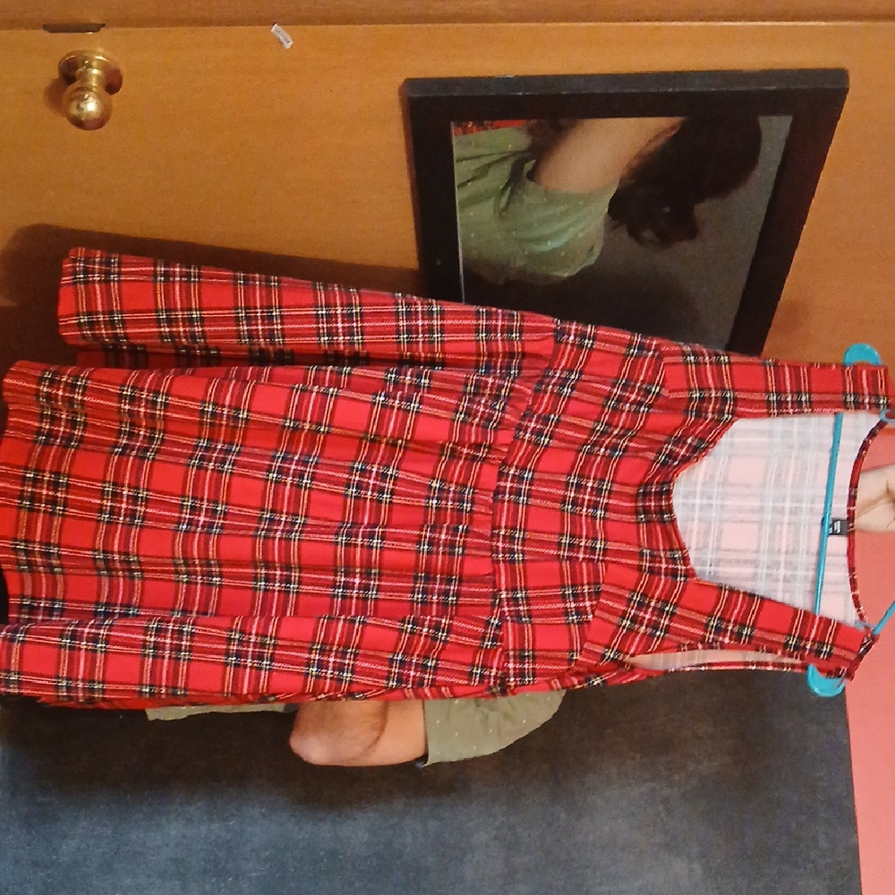 Red Plaid Sleeveless Dress